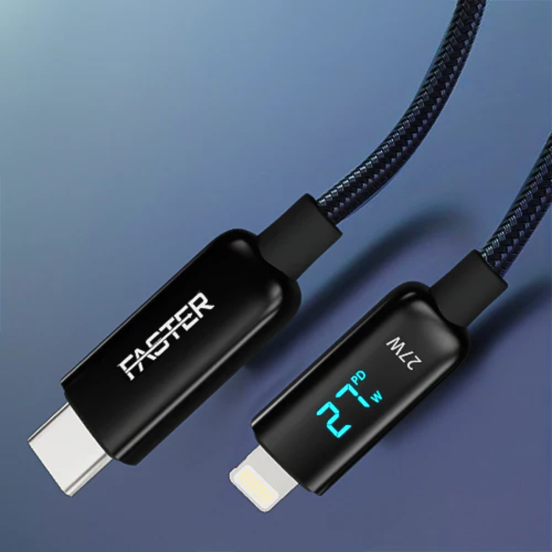 FASTER 27W USB-C to Lightning Digital Data Cable – Fast Charging & Sync