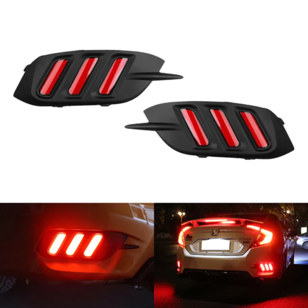 Honda Civic 2016–2021 Mustang Style Rear Bumper Running Brake LED Lights