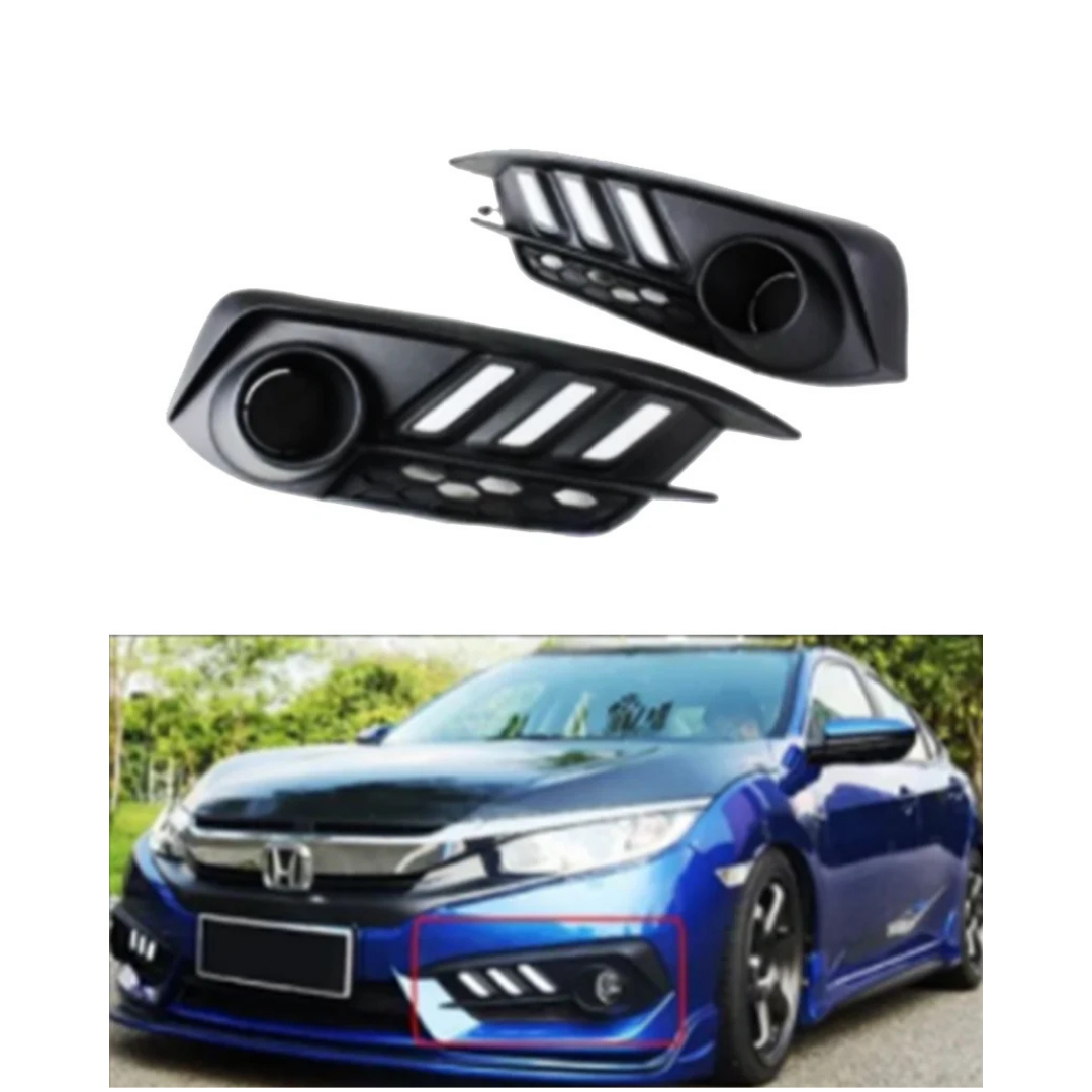 Honda Civic 2016–2021 Mustang Style LED Fog Light DRL Covers