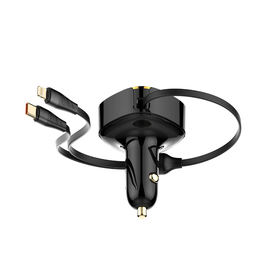 30W Wired Type-C OR Lightning Ultra Fast Car Charger C107