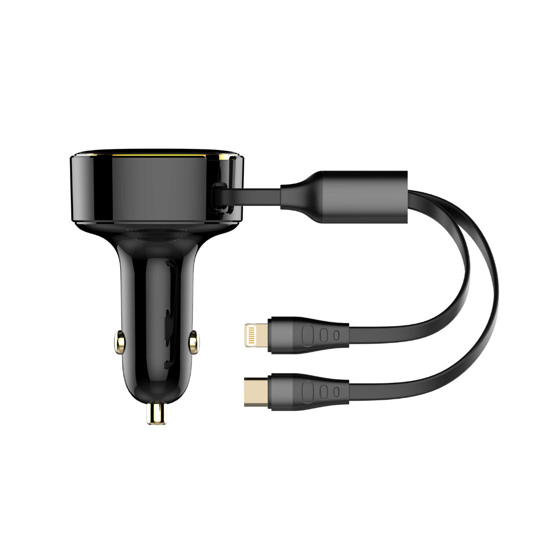 30W Wired Type-C OR Lightning Ultra Fast Car Charger C107