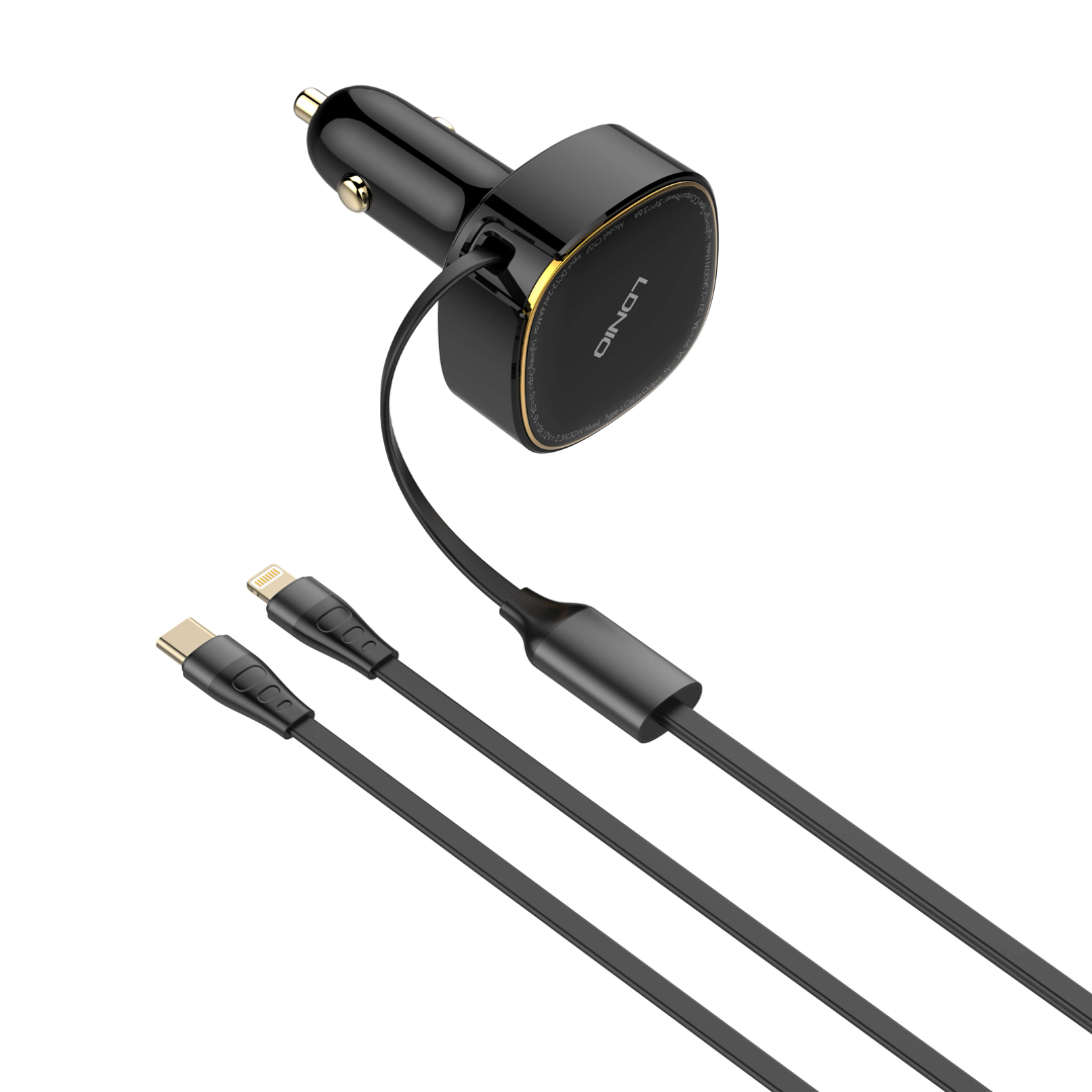 30W Wired Type-C OR Lightning Ultra Fast Car Charger C107