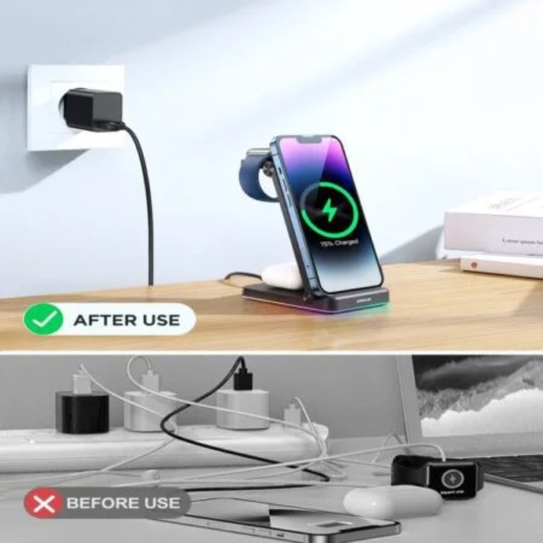 Joyroom JR-WQN01 15W 3-in-1 Foldable Wireless Charging Station