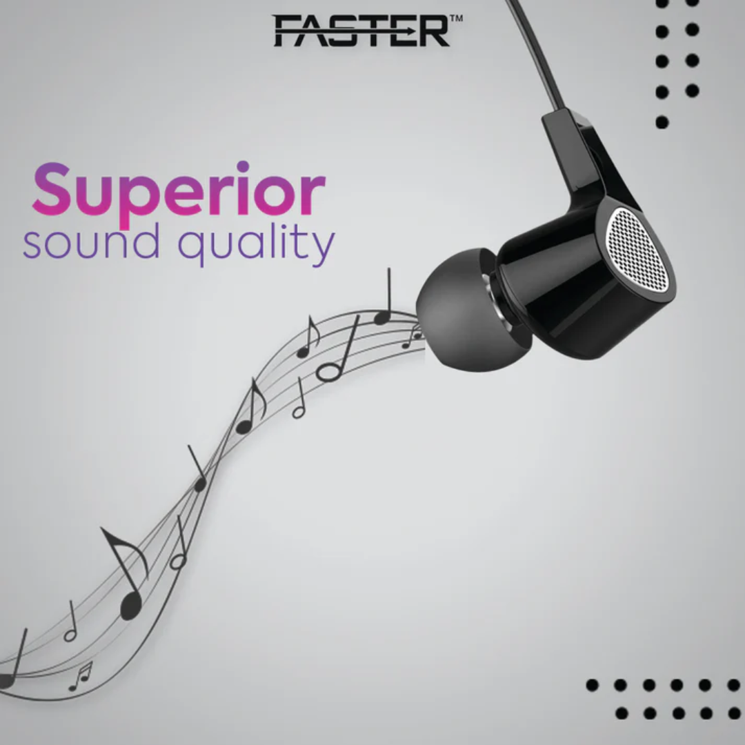 FASTER F15 Universal Music Earphones with Mic – Wired Stereo Sound