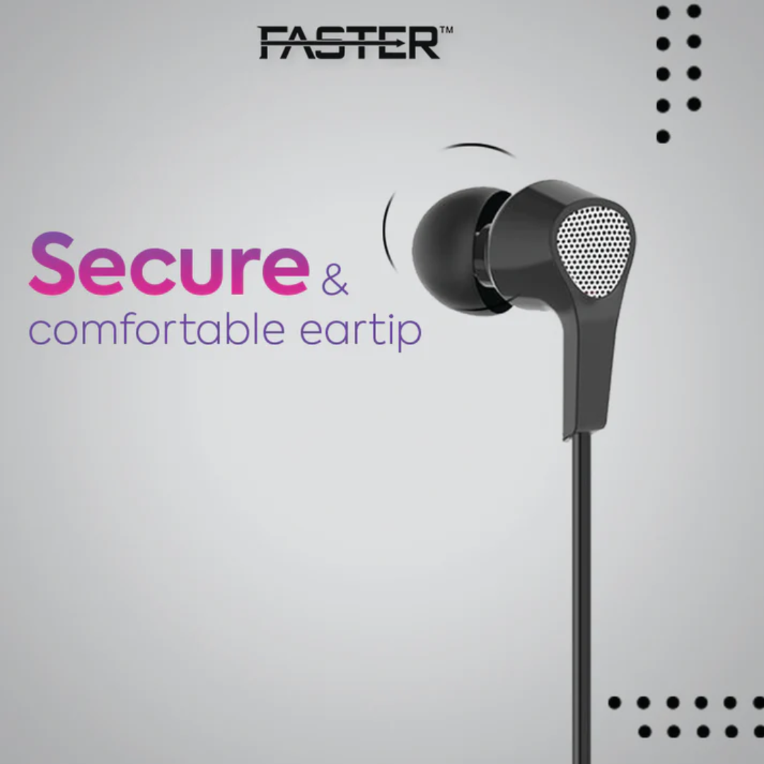 FASTER F15 Universal Music Earphones with Mic – Wired Stereo Sound