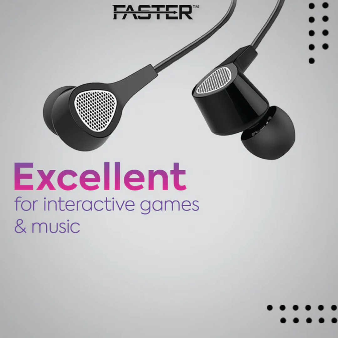 FASTER F15 Universal Music Earphones with Mic – Wired Stereo Sound