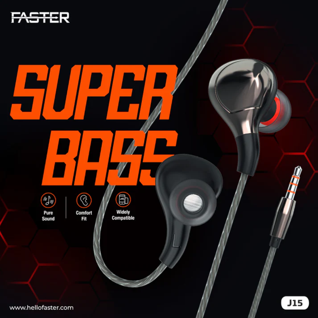 FASTER J15 Handsfree Earphones with Mic