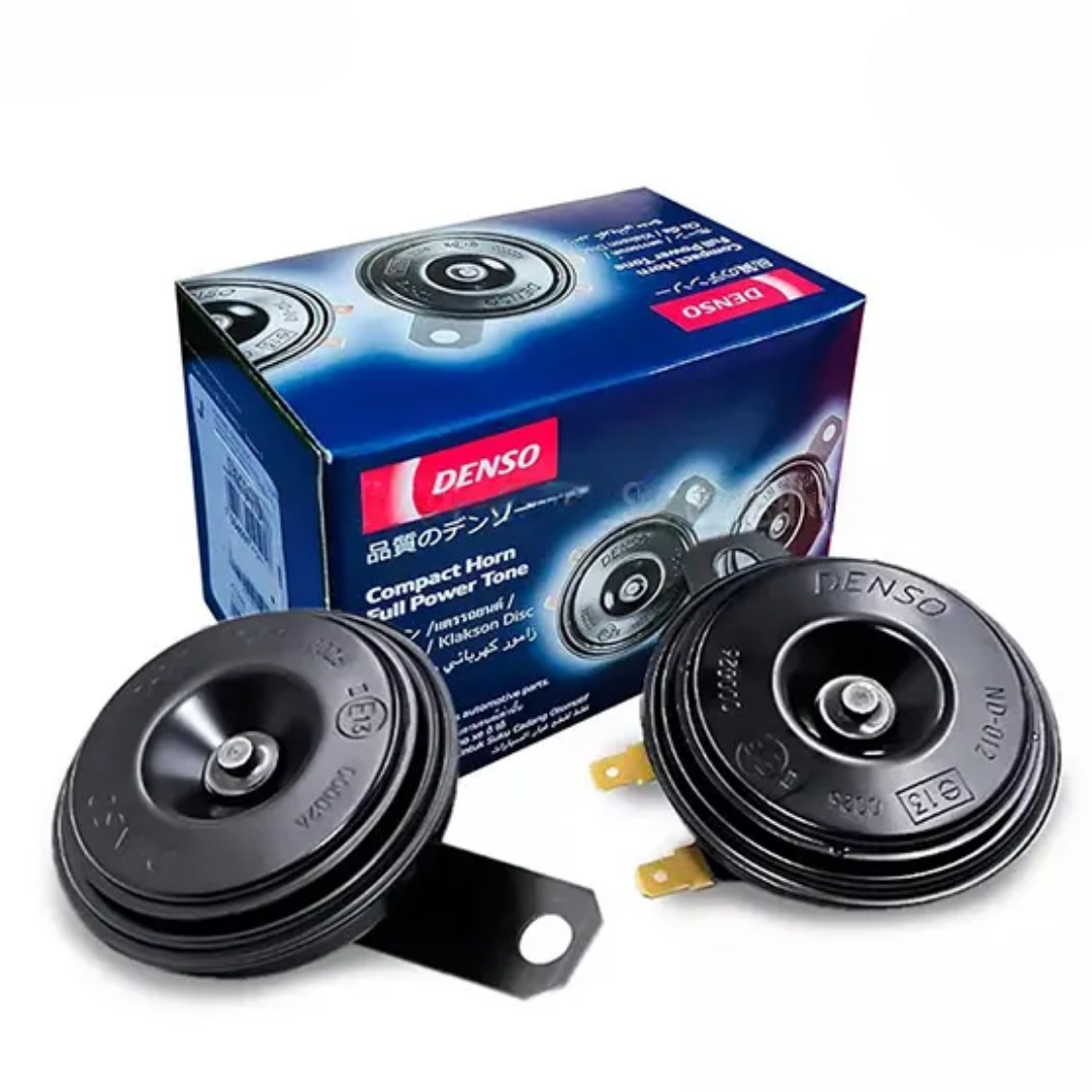 Denso Compact Electric Car Horn – Double Pin | Waterproof | High-Quality Sound