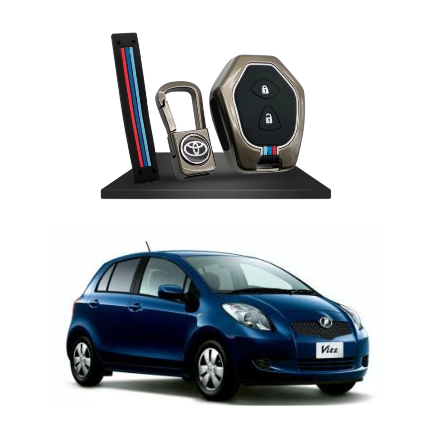 Toyota Vitz 2005–2010 Key Cover with Metal Shell