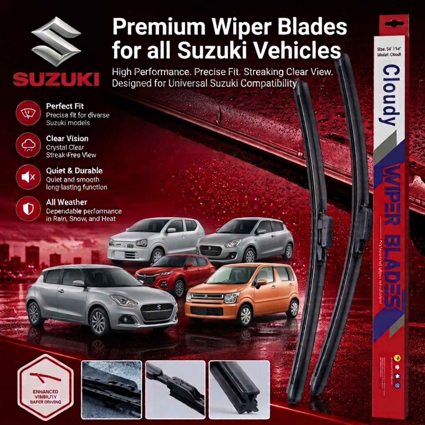 CLOUDY Car Wiper Blades for All Suzuki Vehicles