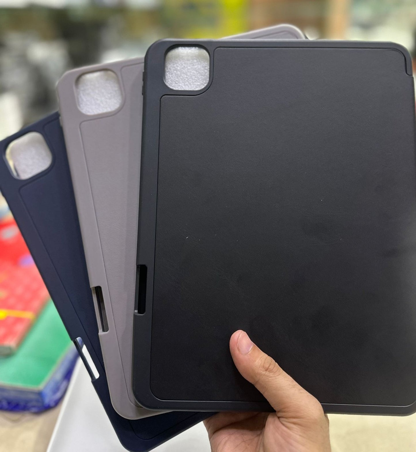 Tri-Fold iPad Book Cover with Pencil Holder – Auto Sleep/Wake | Multiple Sizes & Colors