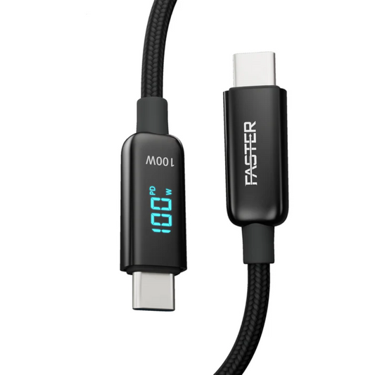 FASTER 100W USB-C to USB-C PD Cable – High-Speed Charging & Data Sync