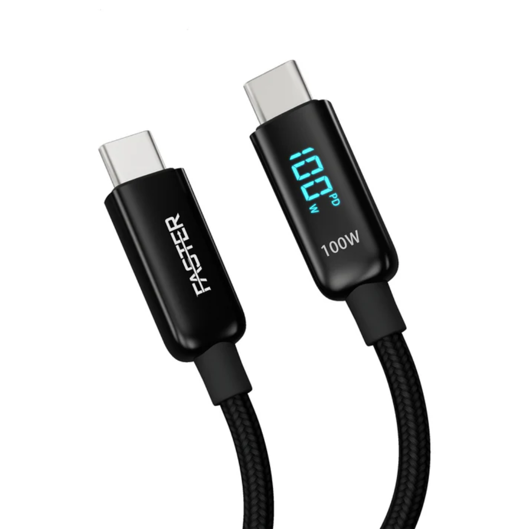 FASTER 100W USB-C to USB-C PD Cable – High-Speed Charging & Data Sync