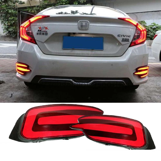 Honda Civic 2016–2021 Rear Bumper Lava Style LED Reflector Lights