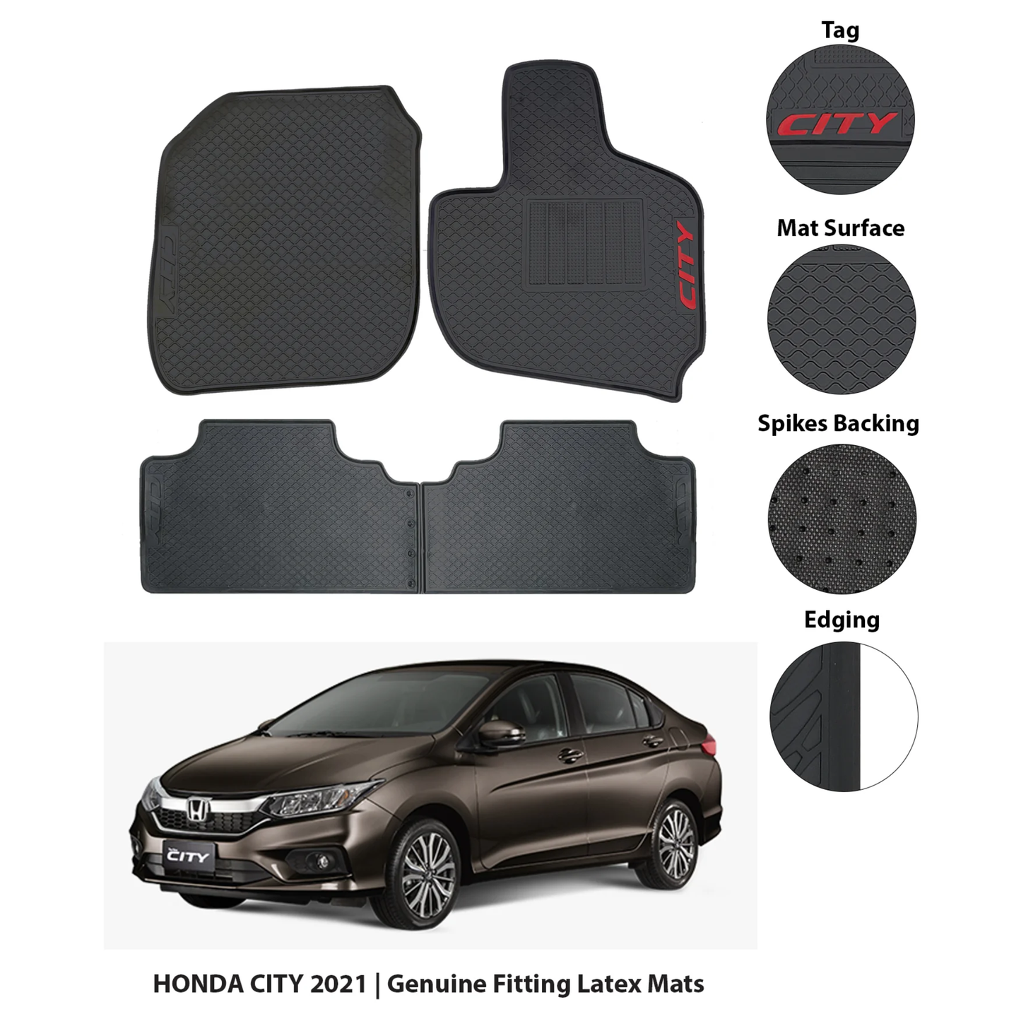 Honda City 2021–2024 Premium Latex Rubber Car Floor Mat