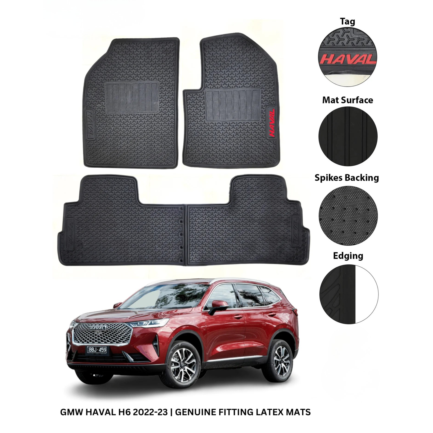 Haval H6 2022–2024 Latex Imported Rubber Floor Mats