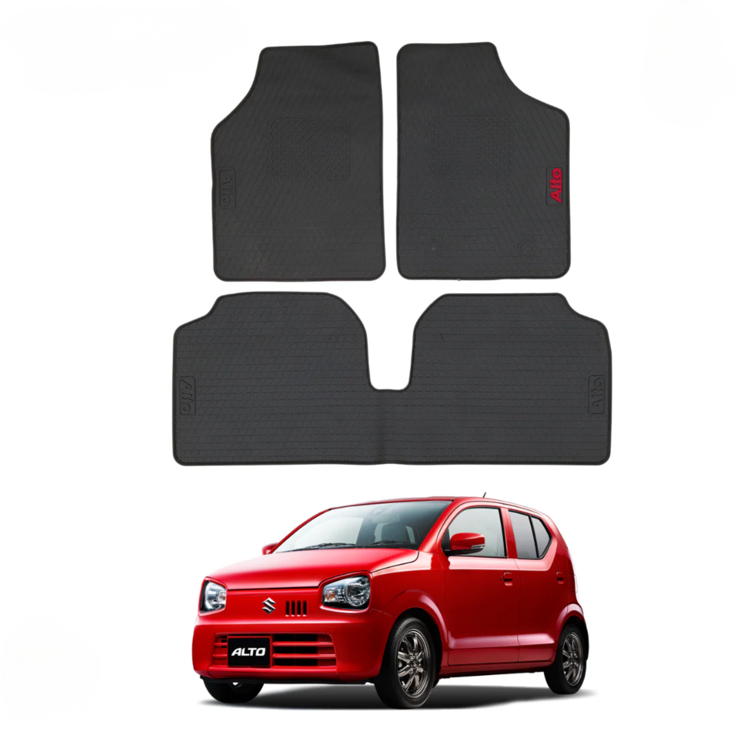 Suzuki Alto 2019–2024 Latex Imported Rubber Floor Mats Black