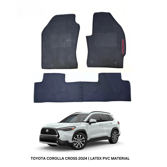 Toyota Corolla Cross 2022–2024 Latex Imported Rubber Floor Mats Black
