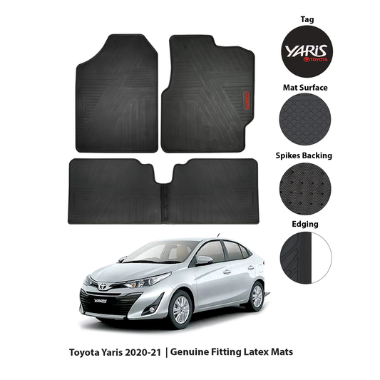 Toyota Yaris 2020–2025 Latex Imported Rubber Floor Mats Black