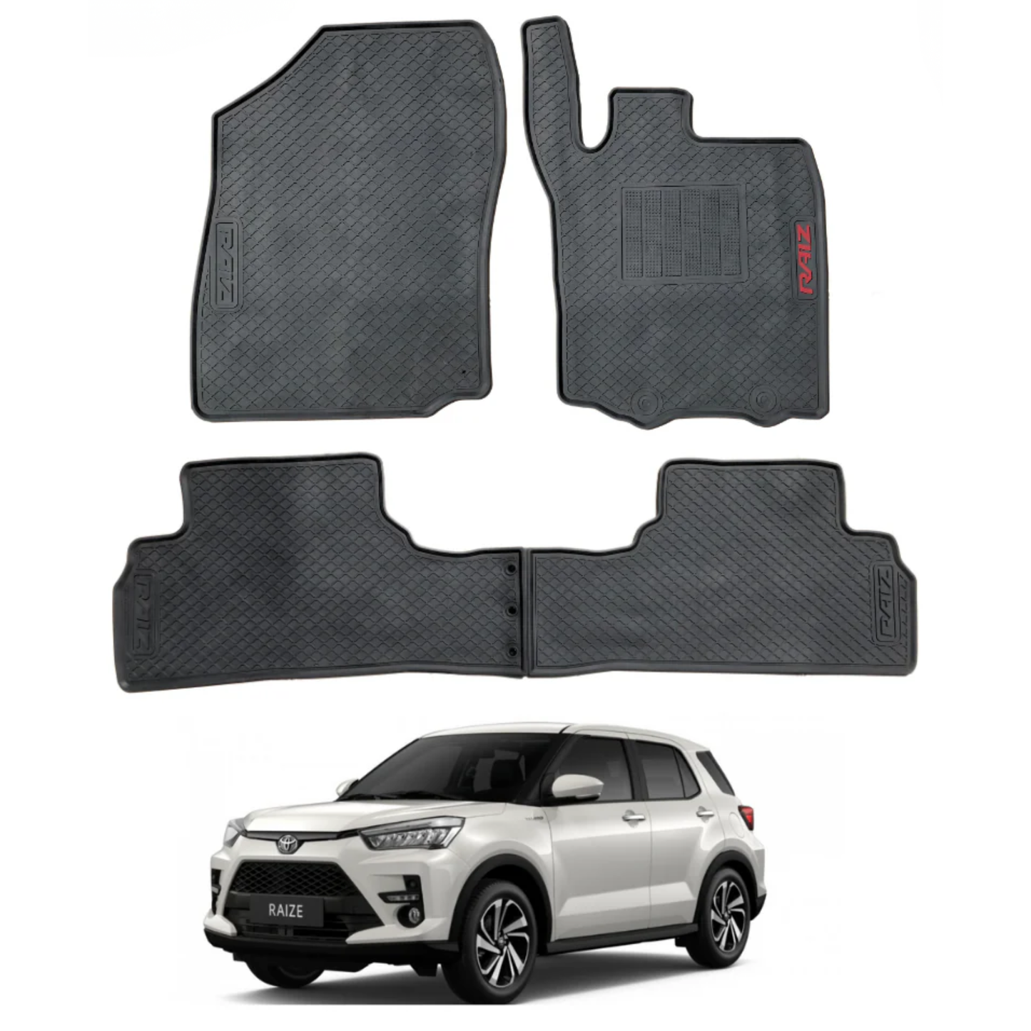 Toyota Raize Latex Imported Rubber Floor Mats Black