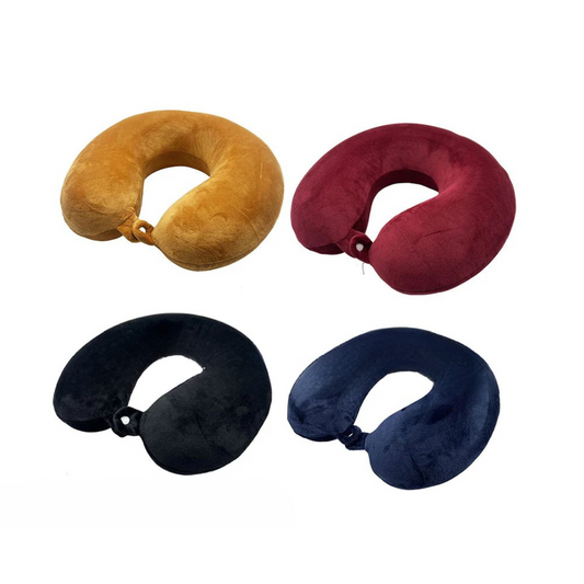 U-Shaped Velvet Neck Support Pillow – Multicolour | Travel, Car, Home & Office Comfort
