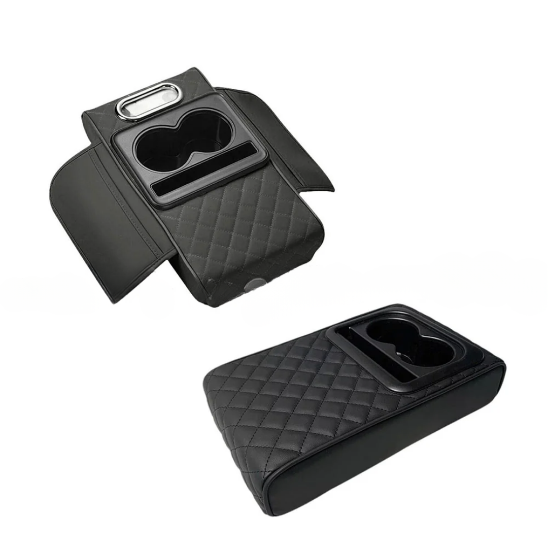 Universal Armrest Pad PU Leather Center Console Cushion with 2 Cup Holders