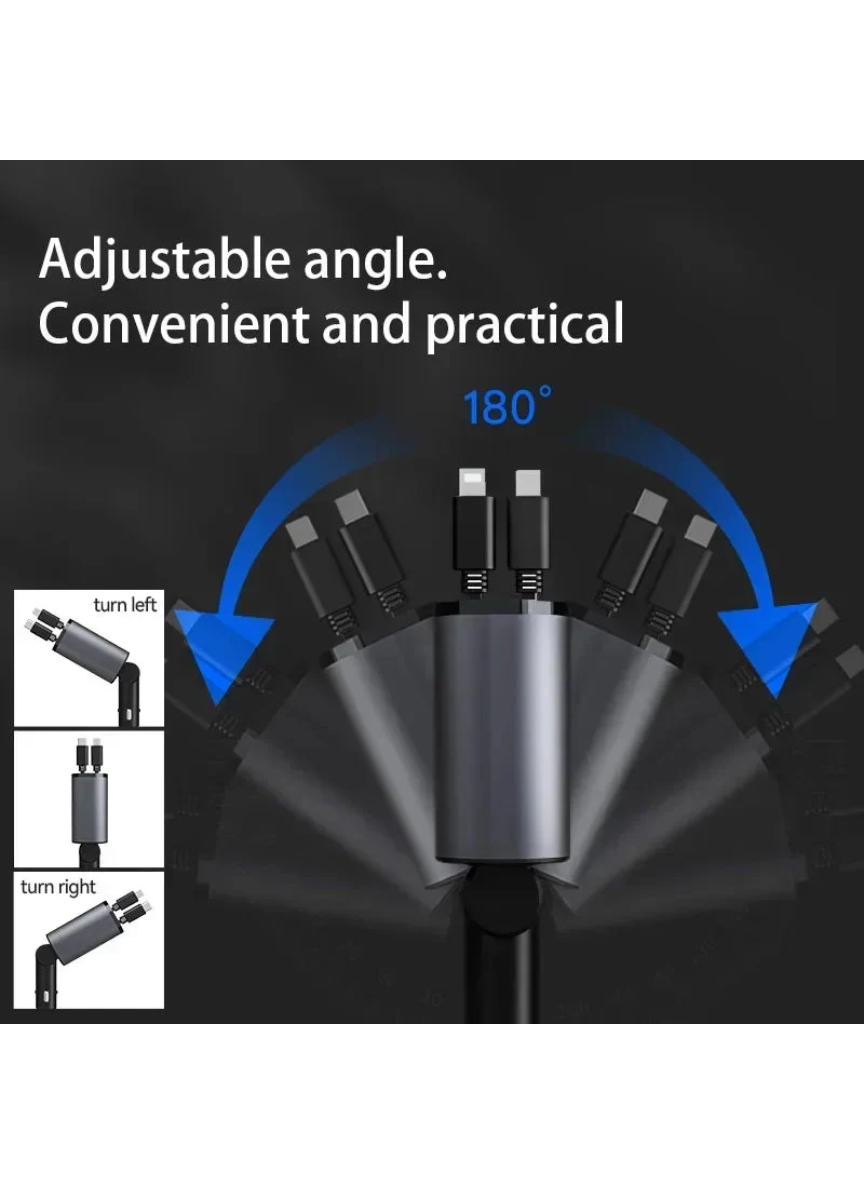 120W 4-in-1 Retractable Car Charger – Fast Charging, Smart & Compact Design