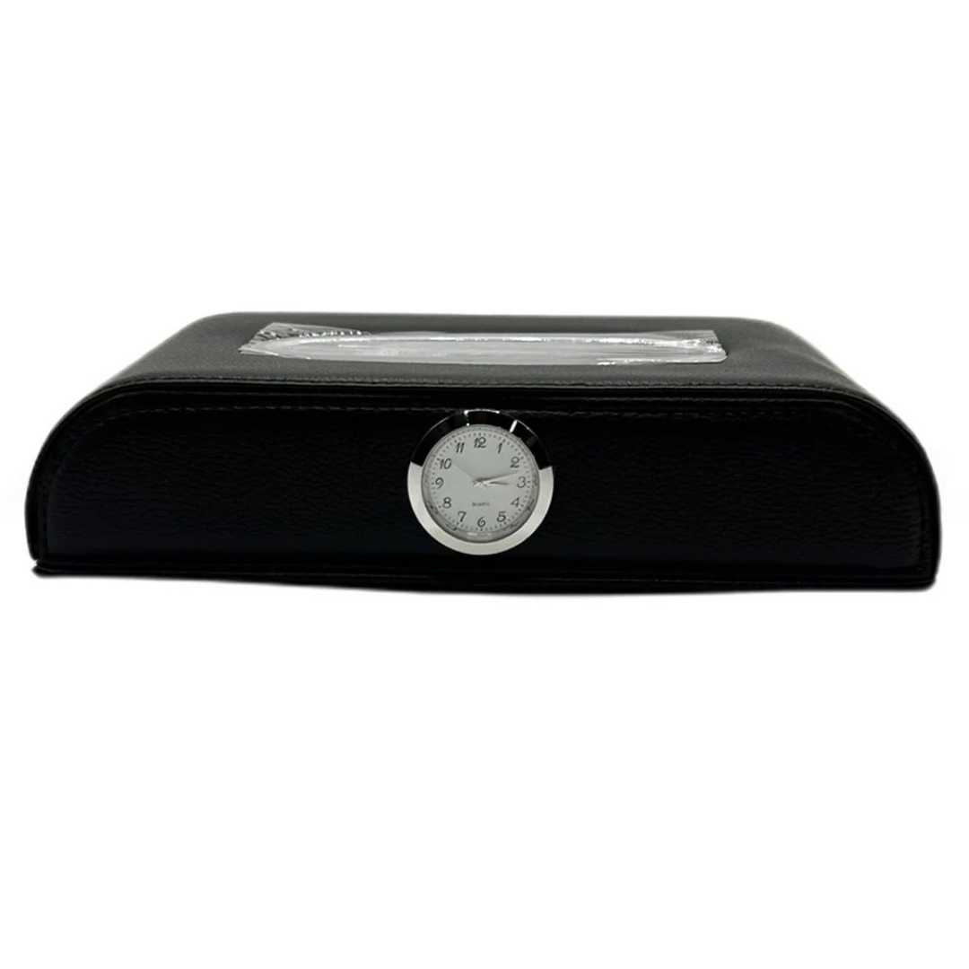 Car Tissue Box with Clock – Black