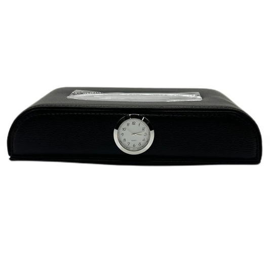 Car Tissue Box with Clock – Black