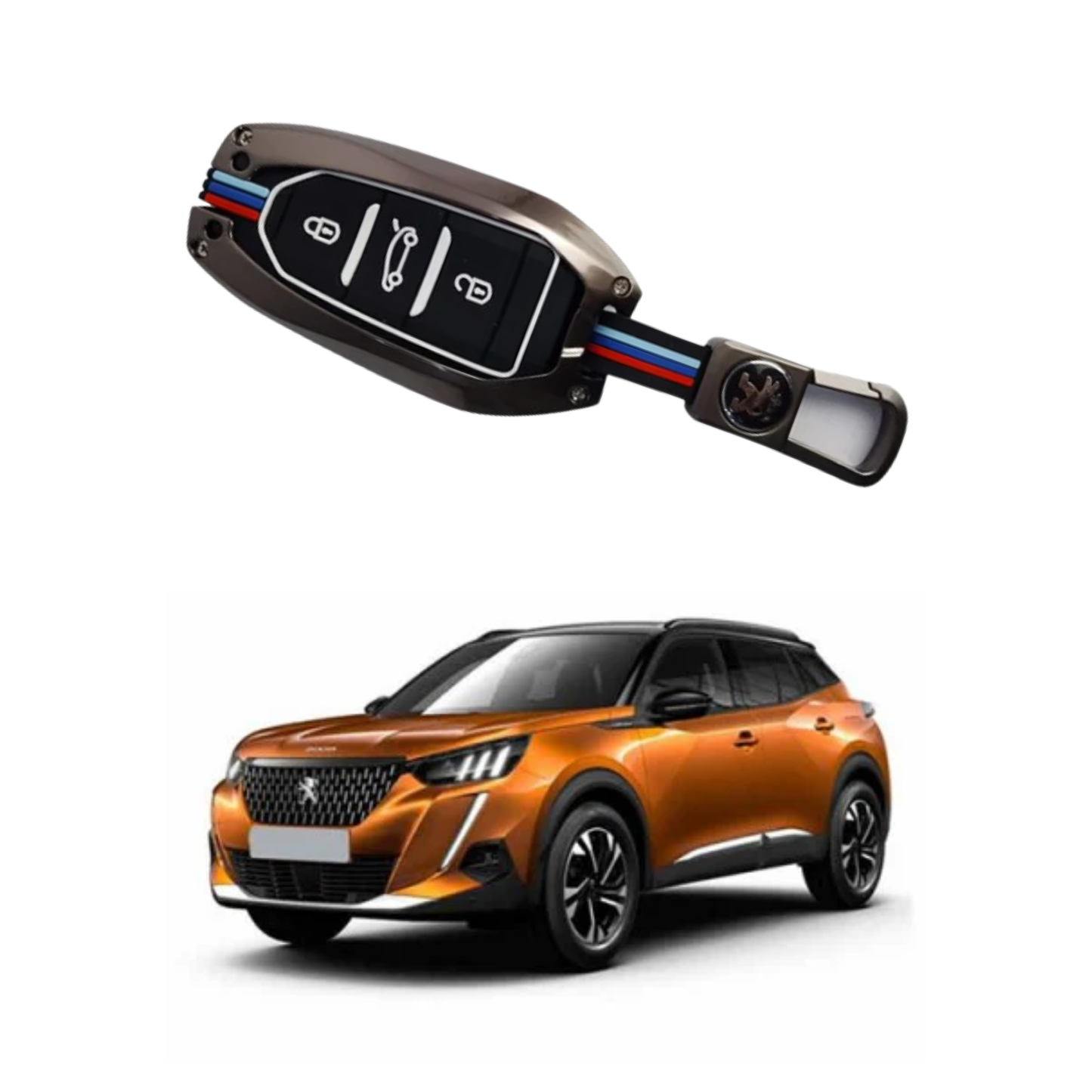 Peugeot 2008 Key Cover with Metal Shell