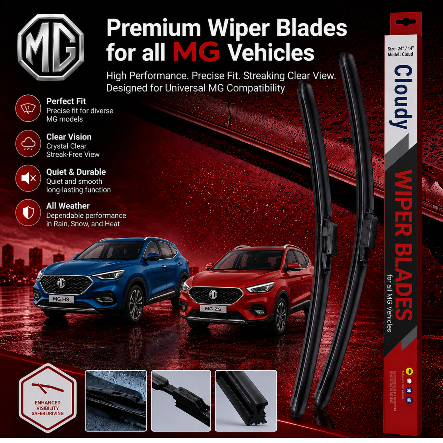 CLOUDY Car Wiper Blades for All MG Vehicles