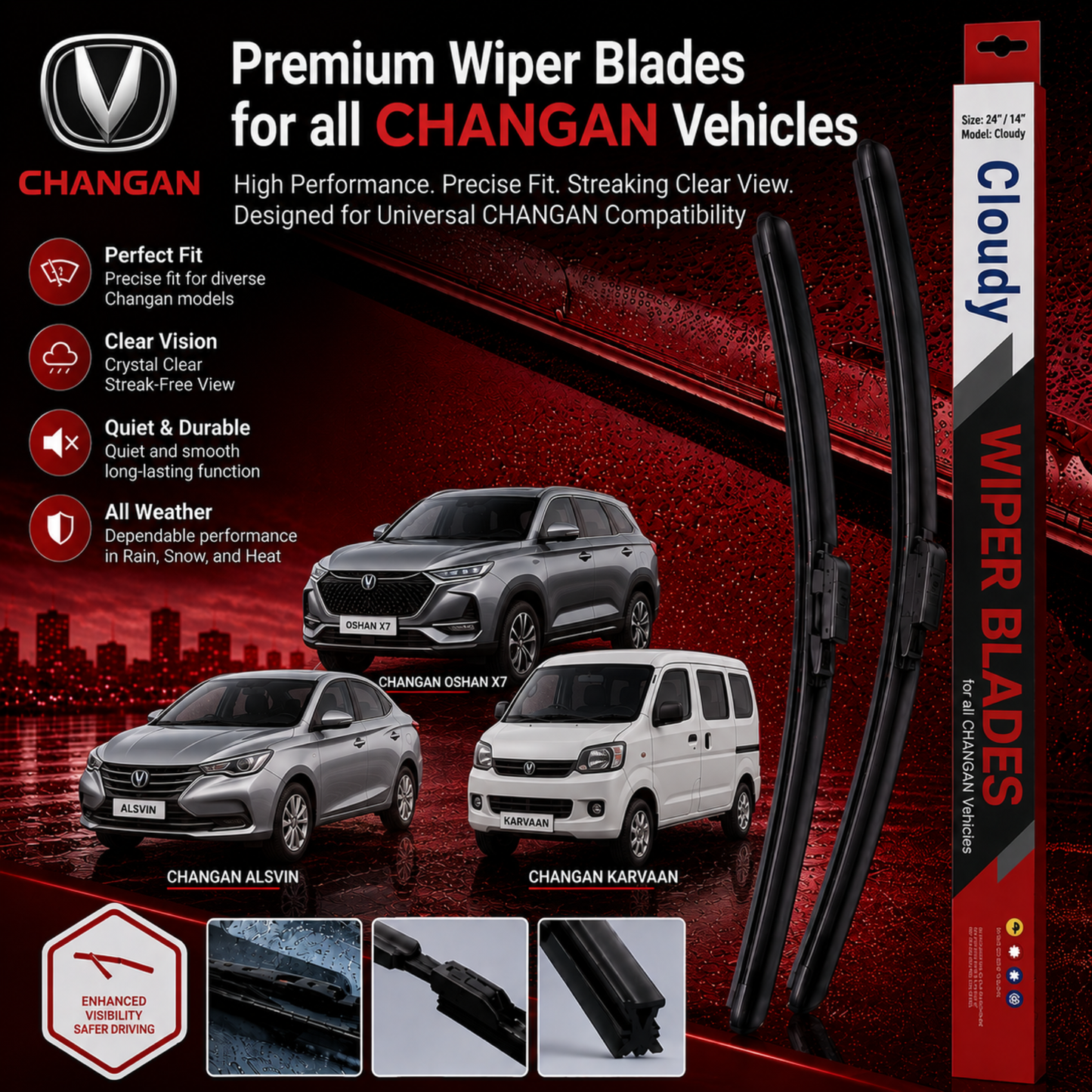 CLOUDY Car Wiper Blades for All Changan Vehicles