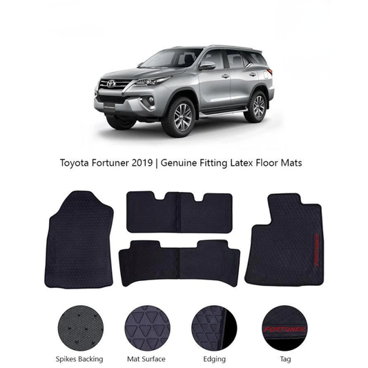 Toyota Fortuner 2016–2025 Latex Imported Rubber Floor Mats