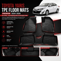 Toyota Yaris TPE Floor Mats Black 3 Pcs 2020–2026